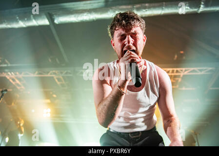Liverpool, Großbritannien. 20. Oktober 2018. Tom Grennan führt an der Liverpool O2 Academy auf seinem UK Tour, Liverpool 20/10/2018 Stockfoto
