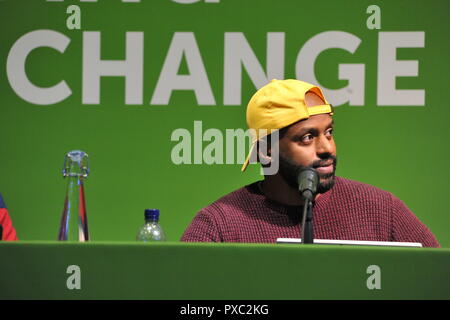 Glasgow, UK. Okt 2018 21. Für den Wandel. Magid Magid - Oberbürgermeister der Stadt Sheffield in einer Rede auf der Konferenz. Credit: Colin Fisher/Alamy leben Nachrichten Stockfoto