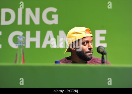 Glasgow, UK. Okt 2018 21. Für den Wandel. Magid Magid - Oberbürgermeister der Stadt Sheffield in einer Rede auf der Konferenz. Credit: Colin Fisher/Alamy leben Nachrichten Stockfoto