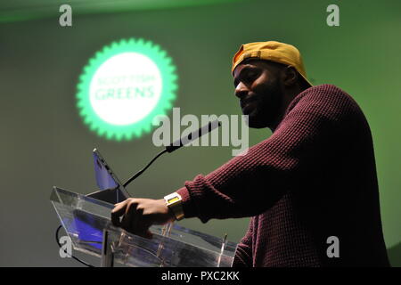 Glasgow, UK. Okt 2018 21. Für den Wandel. Magid Magid - Oberbürgermeister der Stadt Sheffield in einer Rede auf der Konferenz. Credit: Colin Fisher/Alamy leben Nachrichten Stockfoto