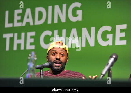 Glasgow, UK. Okt 2018 21. Für den Wandel. Magid Magid - Oberbürgermeister der Stadt Sheffield in einer Rede auf der Konferenz. Credit: Colin Fisher/Alamy leben Nachrichten Stockfoto