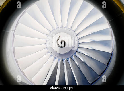 Hintergrund, Klinge Turbine Motor Zivilflugzeug closeup Stockfoto