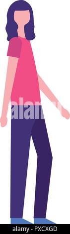 Freiwillige Mädchen Farbe kleiden walking Vector Illustration Stock Vektor