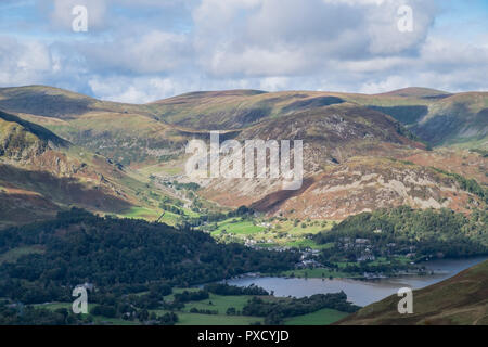 Blick von Beda fiel in Richtung Patterdale und Ullswater, Lake District, Cumbria, England Stockfoto