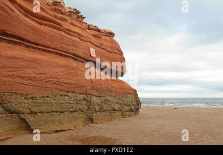 Trias wüste Sandsteine und Tonsteine, Orcombe Point, Exmouth, Devon, England, Großbritannien Stockfoto