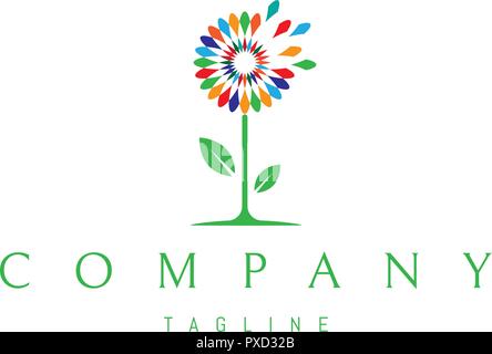 Löwenzahn Color Vector Logo Stock Vektor