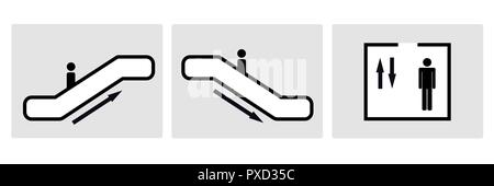 Rolltreppe und Aufzug Piktogramm Symbol Vektor EPS Abbildung 10 Stock Vektor