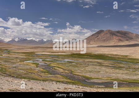 Aksu (murghab) River floodplain und afghanischen Große Pamir, Jarty Gumbez, Pamir, Gorno Badachschan Autonome Region, Tadschikistan Stockfoto