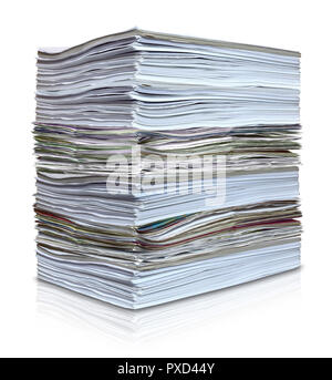 Stapel Papier Stapel Datei isolierten Buchstaben Stockfoto