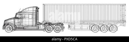 Cargo Fahrzeug. Wire-Frame. EPS 10-Format. Vektor erstellt von 3d. Stock Vektor