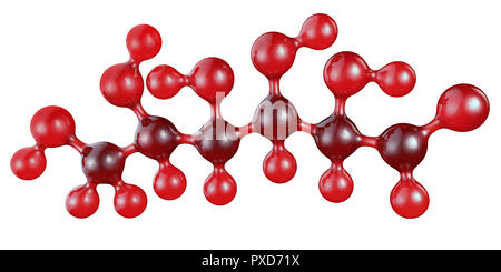 3D-Darstellung der glukosemolekül isoliert auf weißem, C6H12O6. Stockfoto