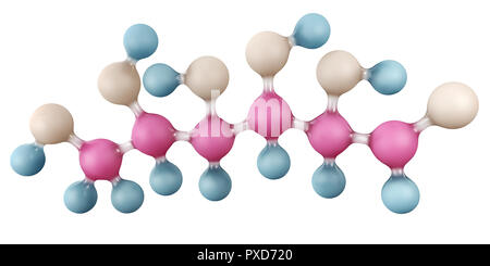 3D-Darstellung der glukosemolekül isoliert auf weißem, C6H12O6. Stockfoto