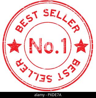 Grunge rot Nr. 1 Bestseller runde Stempel auf weißem Hintergrund Stock Vektor