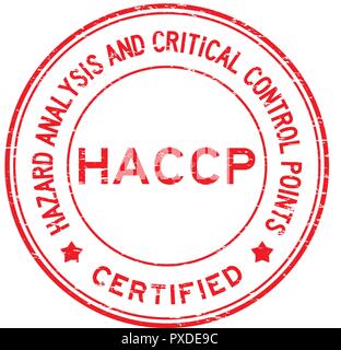 Grunge red HACCP (Hazard Analysis and Critical Control Points) zertifizierte runde Stempel Stock Vektor