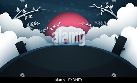 Cartoon bear Abbildung. Papier Landschaft. Stock Vektor