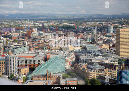 Hohe Aussicht auf das Stadtzentrum von Manchester Stockfoto