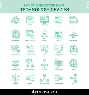 25 grüne Technologie Gerät Icon Set Stock Vektor