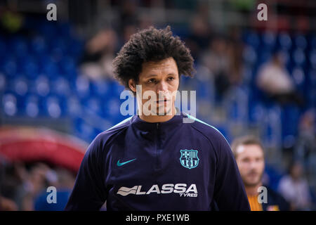 21. Oktober 2018, Palau Blaugrana, Barcelona, Spanien; Liga ASOBAL Handball; FC Barcelona Lassa versus BM Sinfin; Thiagus Petrus des FC Barcelona. Stockfoto