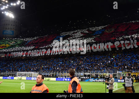 Während der Serie A TIM Fußballspiel zwischen FC Internazionale Milano und AC Mailand, Stadio Giuseppe Meazza am 21. Oktober 2018 in Mailand, Italien. Stockfoto