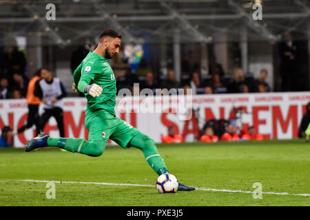 Gianluigi Donnarumma (AC Mailand) während der Serie A TIM Fußballspiel zwischen FC Internazionale Milano und AC Mailand, Stadio Giuseppe Meazza am 21. Oktober 2018 in Mailand, Italien. Stockfoto