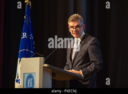 Karlsruhe Neureut, Deutschland. 22 Okt, 2018. KSC-Präsident, Ingo Wellenreuther. GES/fussball/3. Liga: KSC Mitgliederversammlung, 22.10.2018 Fußball: 3. Liga: Hauptversammlung der KSC-Mitglieder, Karlsruhe, Oktober 22, 2018 | Verwendung der weltweiten Kredit: dpa/Alamy leben Nachrichten Stockfoto