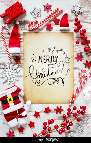 Helle Weihnachten Flach, Kalligraphie Frohe Weihnachten Stockfoto