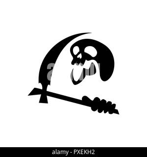 Reaper Schädel, einfache, aber spooky Reaper Schädel Silhouette für die Attribute der Halloween Stockfoto