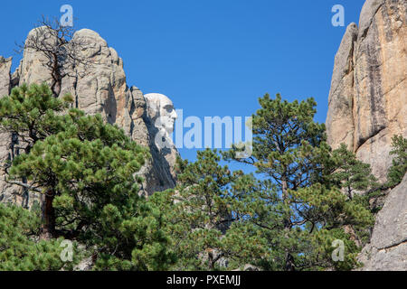 Mount Rushnore auf einem schönen blauen Himmel. Stockfoto