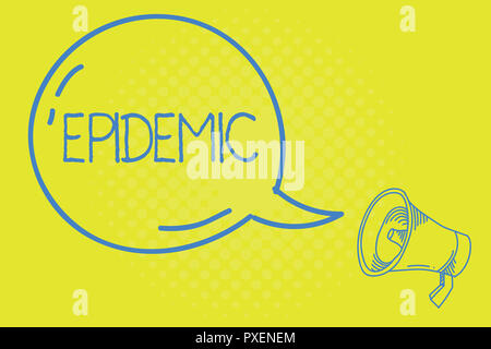 Wort schreiben Text Epidemie. Business Konzept für weit verbreitete Auftreten einer ansteckenden Krankheit in einer Gemeinschaft. Stockfoto