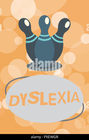 Text zeichen Legasthenie angezeigt. Konzeptionelle foto Störungen, Schwierigkeiten beim Lesen lernen und verbessern. Stockfoto
