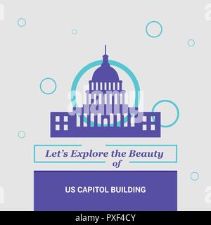 Erkunden sie die Schönheit des US Capitol Washington, United States National Landmarks lassen Stock Vektor