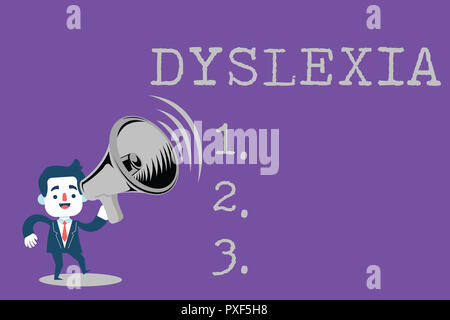 Text zeichen Legasthenie angezeigt. Konzeptionelle foto Störungen, Schwierigkeiten beim Lesen lernen und verbessern. Stockfoto