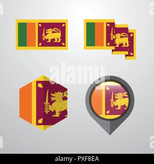 Sri Lanka Flagge design set Vektor Stock Vektor