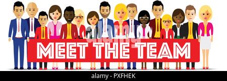 Große Gruppe verschiedener Personen in einem Team Stock Vektor