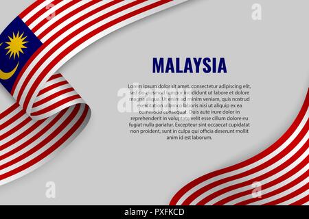 Winkende Band oder Banner mit Flagge von Malaysia. Für poster Design Template Stock Vektor