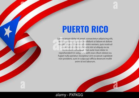Winkende Band oder Banner mit Fahne von Puerto Rico. Für poster Design Template Stock Vektor