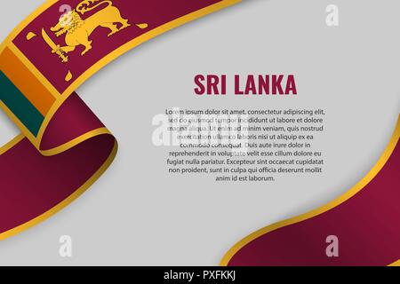 Winkende Band oder Banner mit Flagge von Sri Lanka. Für poster Design Template Stock Vektor