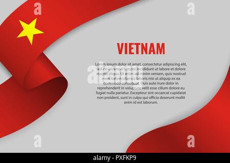 Winkende Band oder Banner mit Flagge von Vietnam. Für poster Design Template Stock Vektor