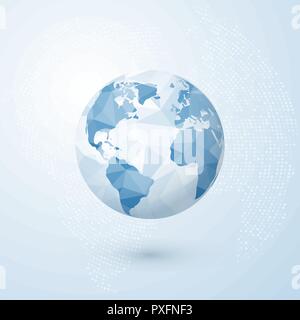 Polygonale Globus. World Globe Karte. Kreative Erde Konzept. Vector Illustration auf blauem Hintergrund isoliert Stock Vektor