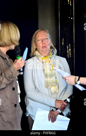 Deborah Meaden (Geschäftsfrau und 'Dragon' in der BBC Dragon's Den) bevor sie sprechen bei der Abstimmung März zur Unterstützung eines zweiten Referendums, Brexit Stockfoto