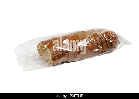 Brot im Paket. Close-up. Auf weissem Hintergrund. Stockfoto