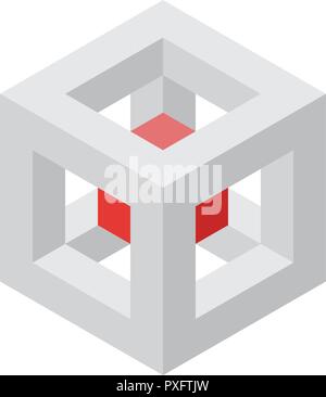 Isometrische Skelett von Cube mit kleineren Cube innen. Vector Graphic Element für Business Konzept, Logo etc. Stock Vektor