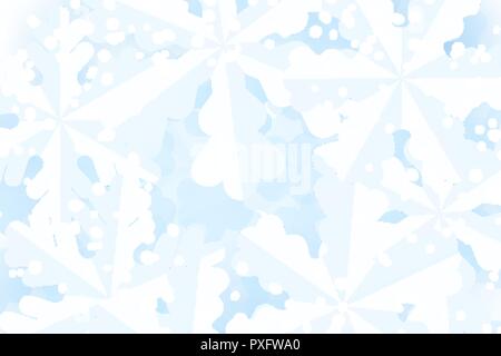Weihnachten Hintergrund mit weißen und blauen Schnee und Papier Schneeflocken. Stock Vektor