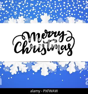 Winter Hintergrund mit Merry-Schriftzug. Weihnachten Grenze Vorlage Stock Vektor