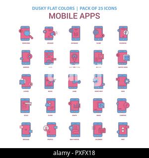 Mobile Apps Symbol Dusky flachen Farbe - Vintage 25 Icon Pack Stock Vektor