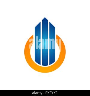 Kreis orange Farbe mit dem Pfeil oben Gebäude logo Vorlage Stock Vektor