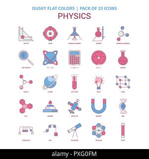 Physik Symbol Dusky flachen Farbe - Vintage 25 Icon Pack Stock Vektor