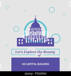 Erkunden sie die Schönheit des US Capitol Washington, United States National Landmarks lassen Stock Vektor