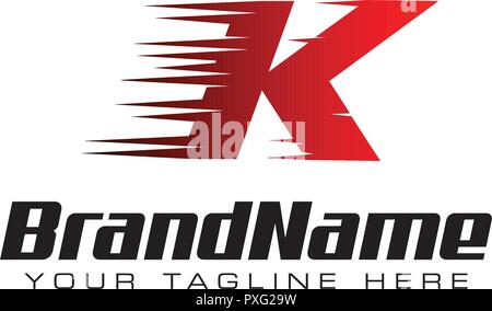 Schreiben erste K Speed Logo Design Template Stock Vektor