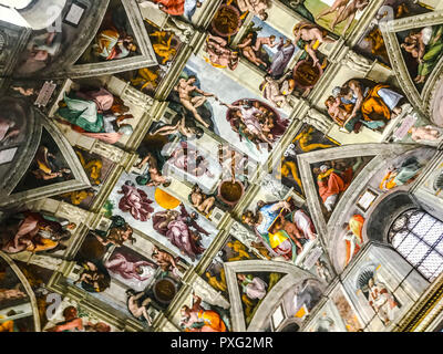 Italien, Vatikan, Sixtinische Kapelle, 27. November 2017, der Decke der Sixtinischen Kapelle im Vatikan Museum Stockfoto